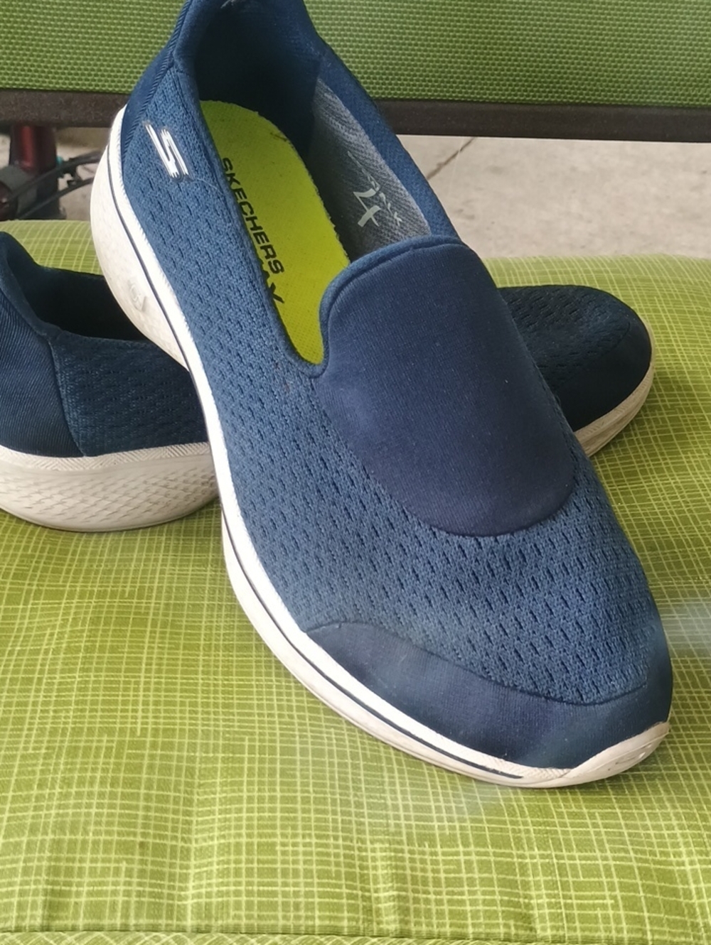 Skechers Men's Navy Slip-On Knit Sneakers with White Sole